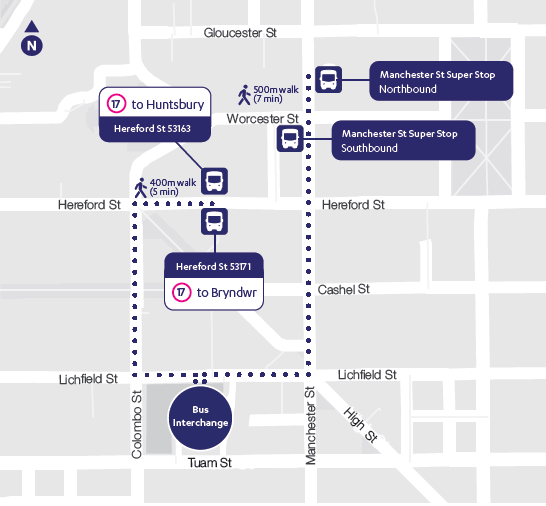 Map of the Bus Interchange closure