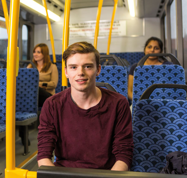 Student sitting on the bus