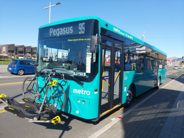 Metro bus with bike on bike rack