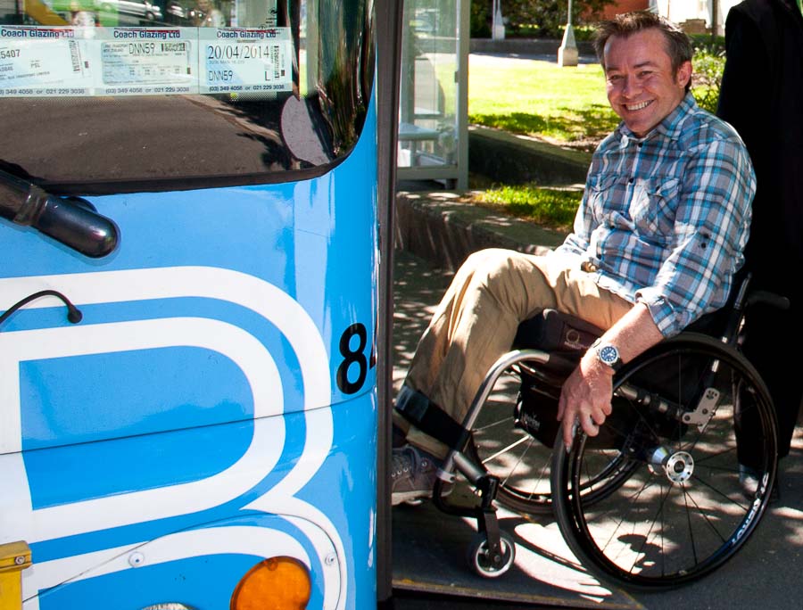 Getting on the bus by wheelchair