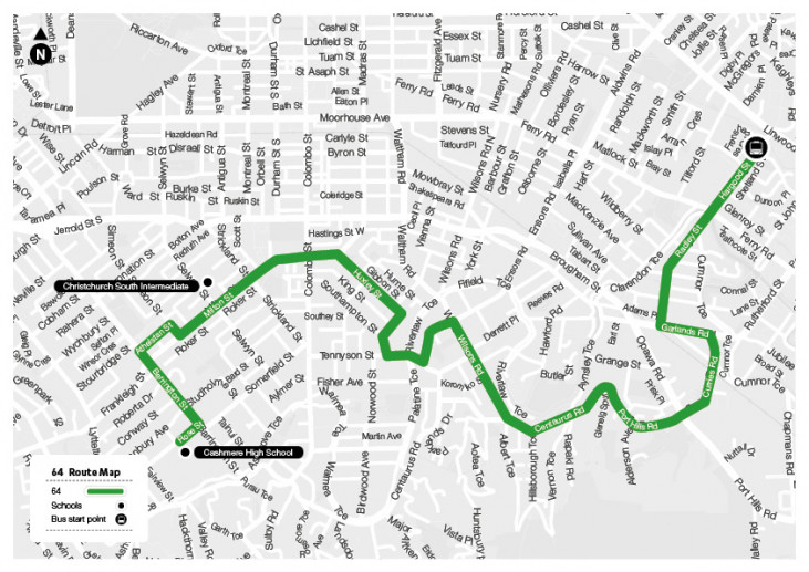 64 Cashmere High School - Route Map