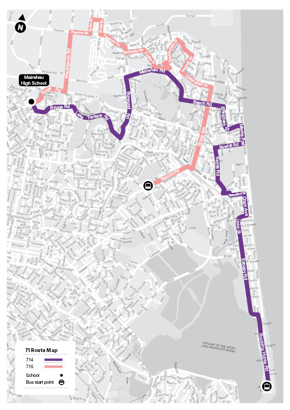 71 Mairehau High School - Route Map