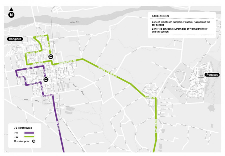 72 Waimakariri Christchurch schools route map for 771 and 772