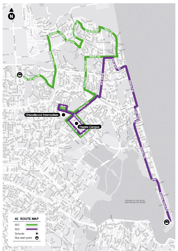 Route map for 65 Haeata Campus and Chisnallwood Intermediate