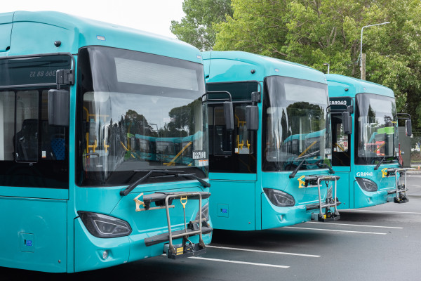 Electric buses at the depot